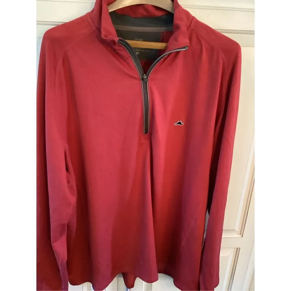 Vineyard Vines Performance 1/4 Zip Sz 2XL Pullover Red Golf